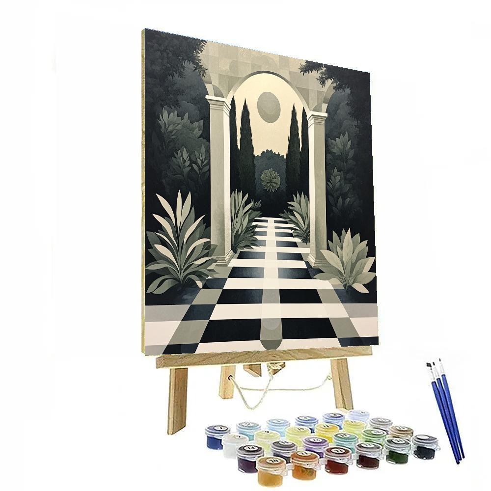 M.C. Escher Inspired Paradox Garden Of Symmetry paint by number