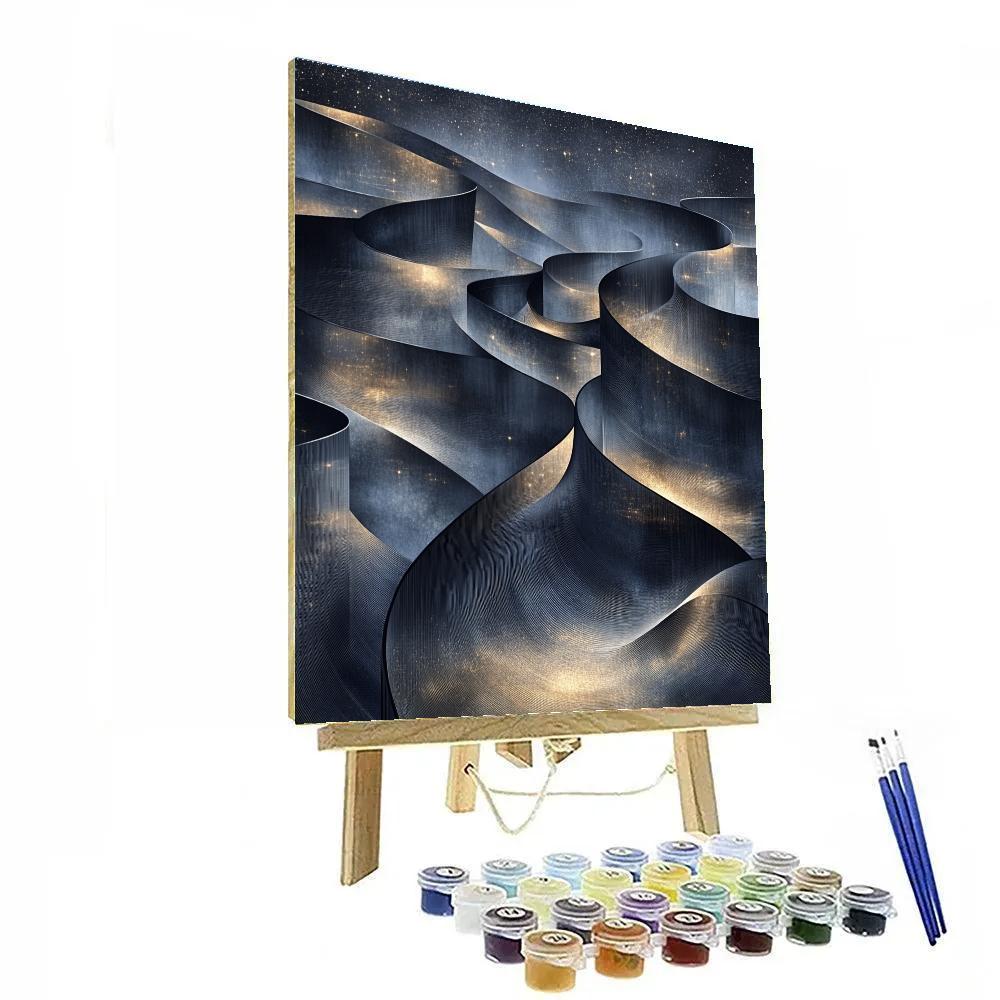 M.C. Escher Inspired Cosmic Loop Of Tessellated Light paint by number