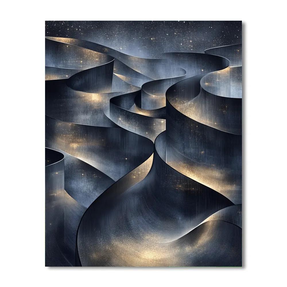 M.C. Escher Inspired Cosmic Loop Of Tessellated Light paint by number