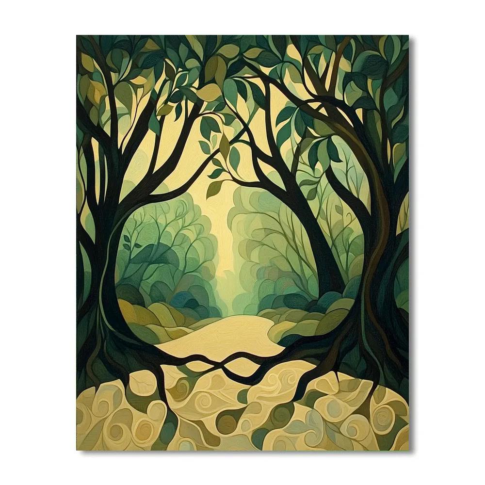 Nandalal Bose Inspired Sacred Banyan Rhythms DIY paint by numbers