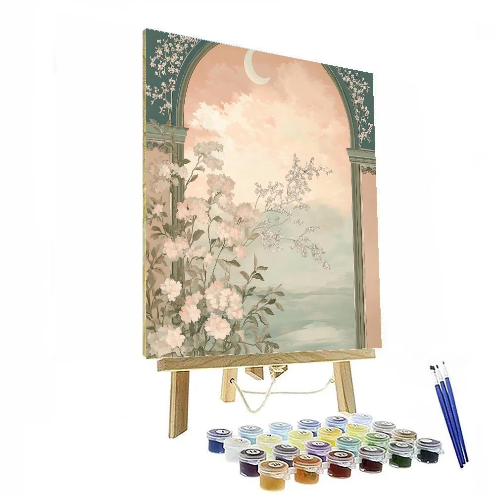 Alphonse Mucha Inspired Lunar Garden Tapestry Number painting