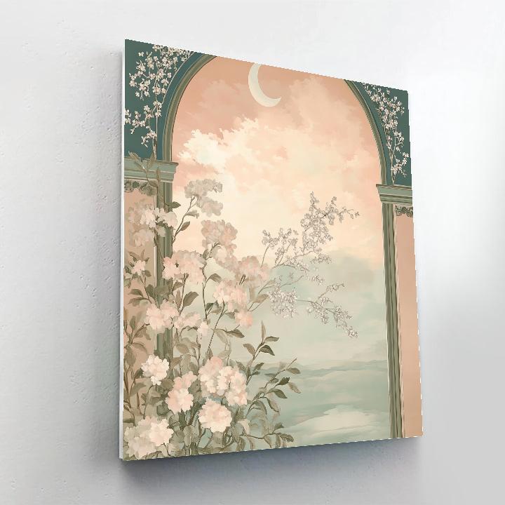 Alphonse Mucha Inspired Lunar Garden Tapestry Number painting