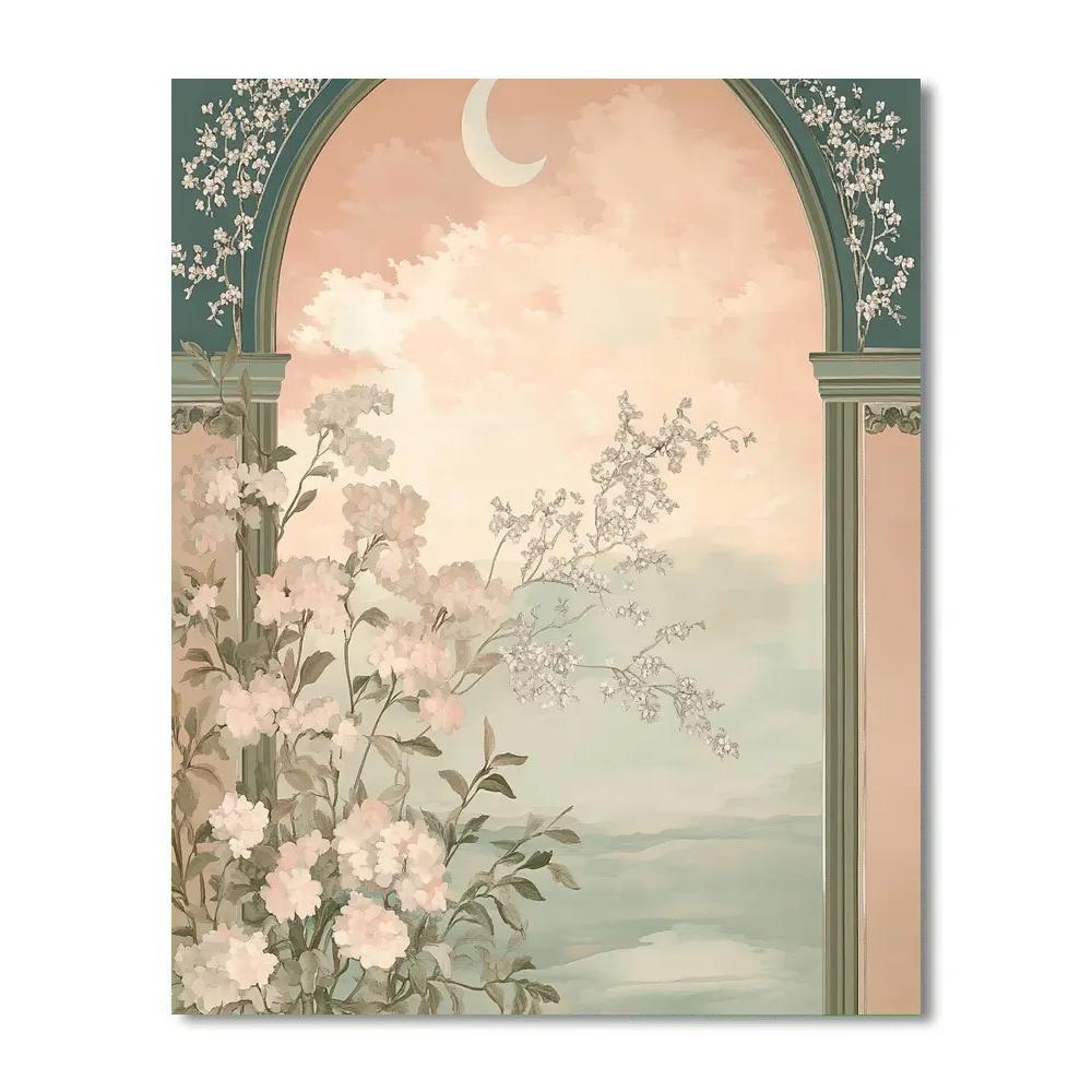 Alphonse Mucha Inspired Lunar Garden Tapestry Number painting