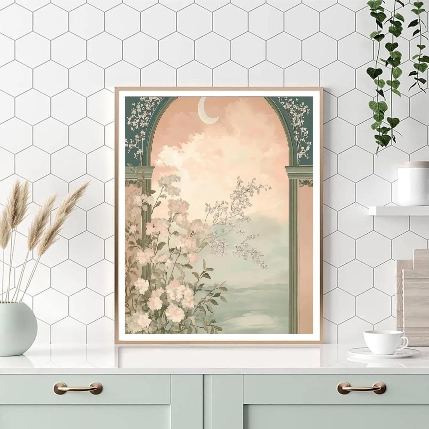 Alphonse Mucha Inspired Lunar Garden Tapestry Number painting