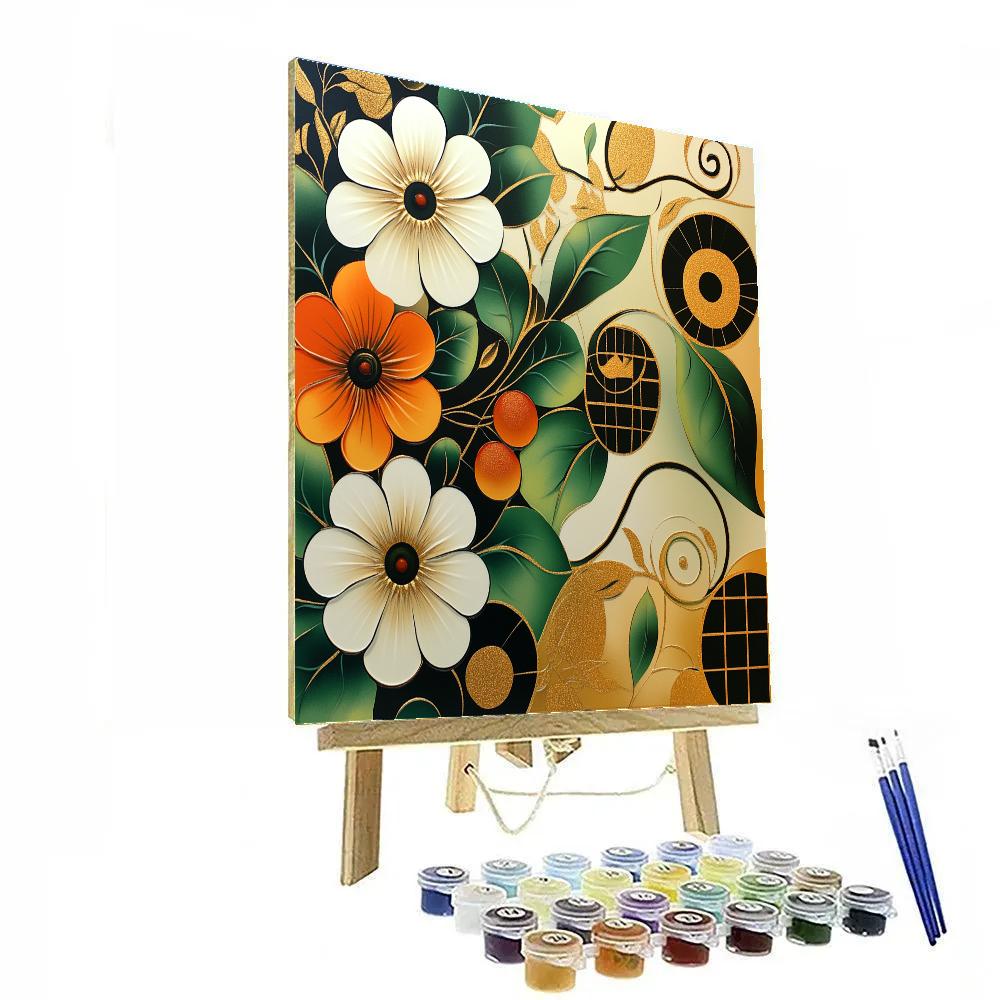 Gustav Klimt Inspired Mosaic Meadow Of Blooms paint by color