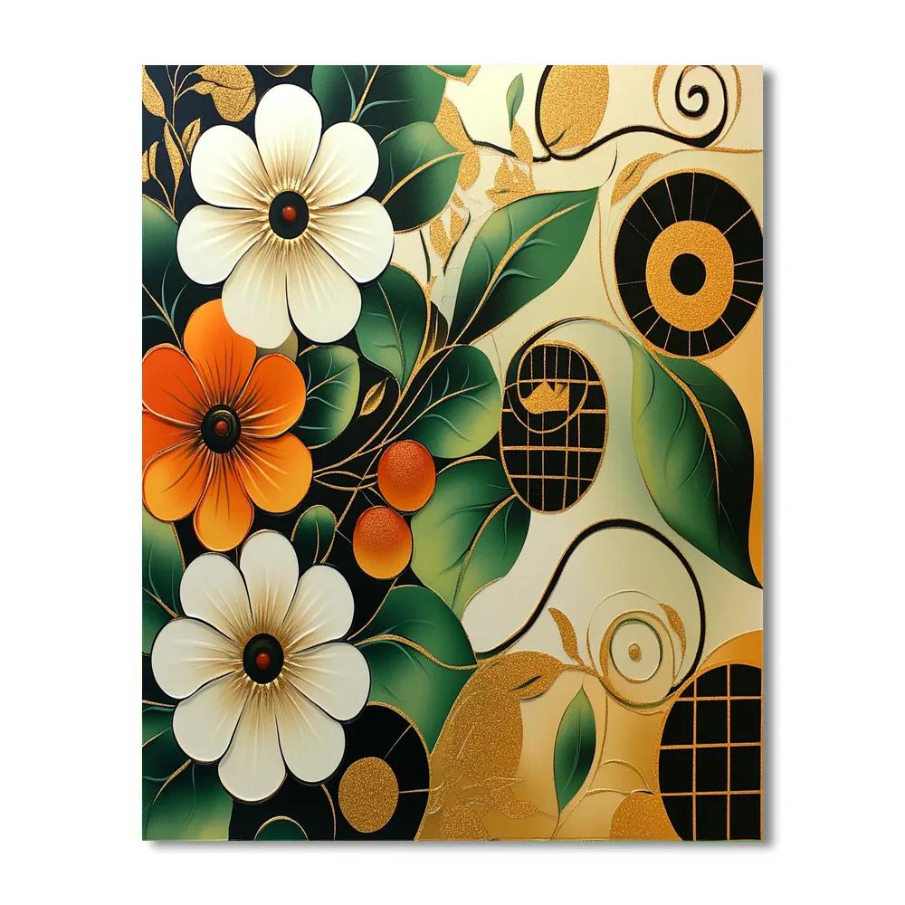 Gustav Klimt Inspired Mosaic Meadow Of Blooms paint by color