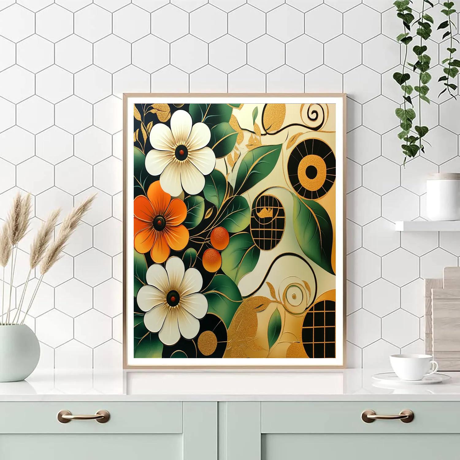 Gustav Klimt Inspired Mosaic Meadow Of Blooms paint by color