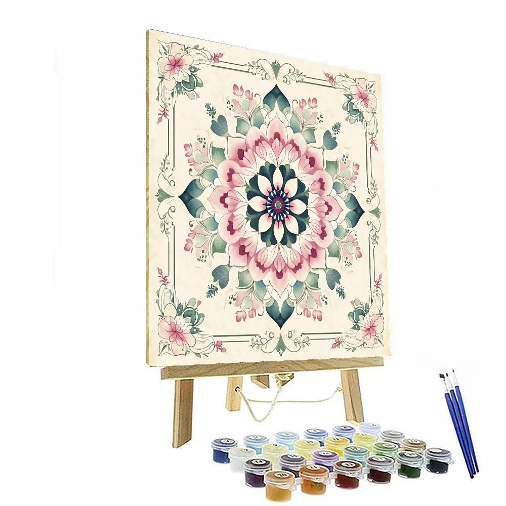 Alphonse Mucha Inspired Nebula Floral Mandala paint by number