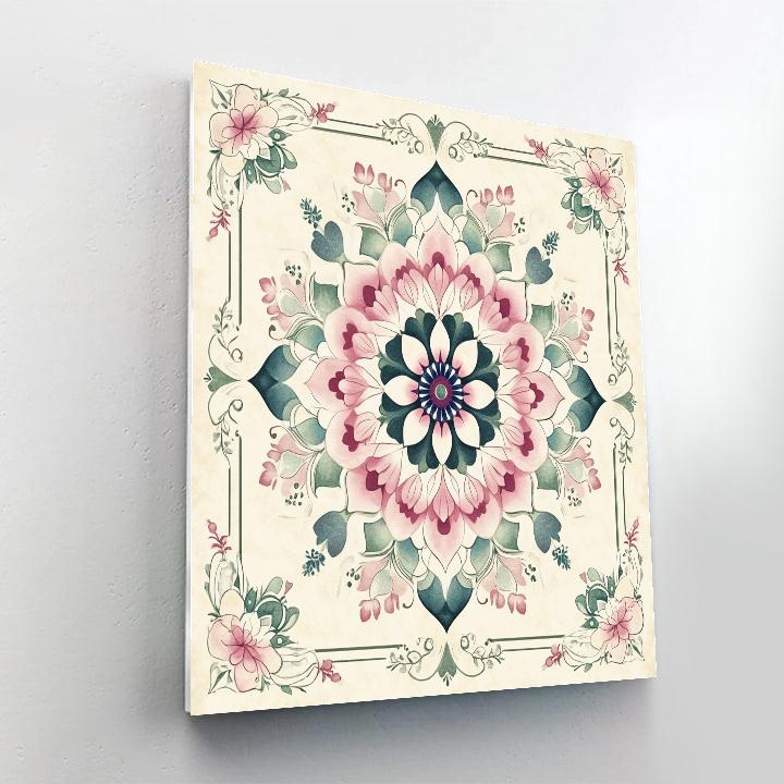 Alphonse Mucha Inspired Nebula Floral Mandala paint by number