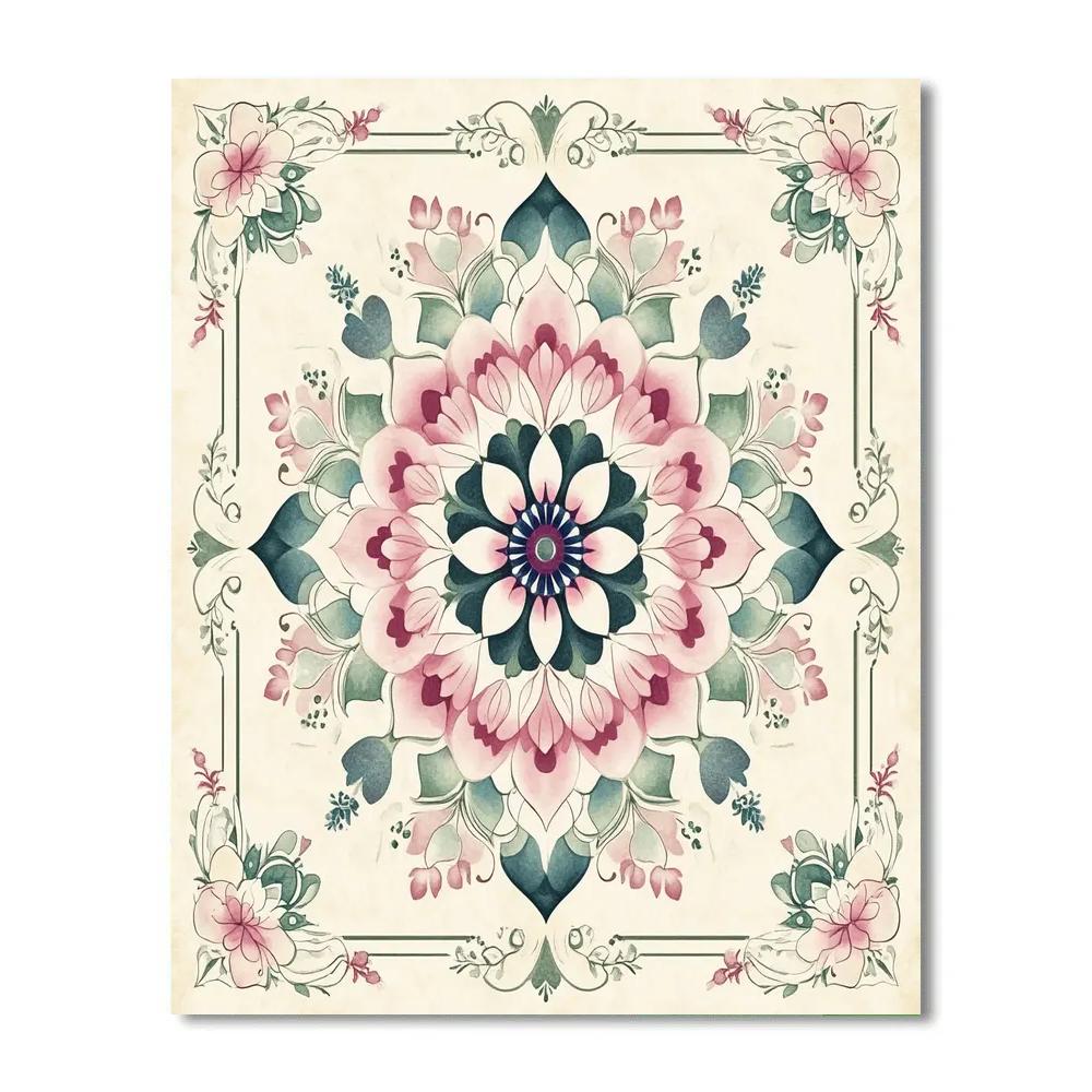 Alphonse Mucha Inspired Nebula Floral Mandala paint by number