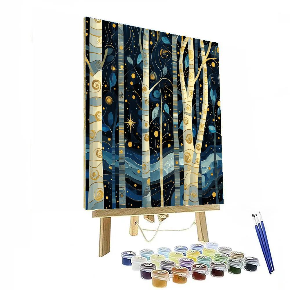Gustav Klimt Inspired Ornamental Night Forest Paint by numbers kits