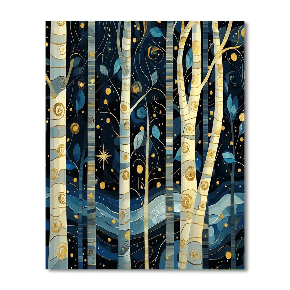 Gustav Klimt Inspired Ornamental Night Forest Paint by numbers kits