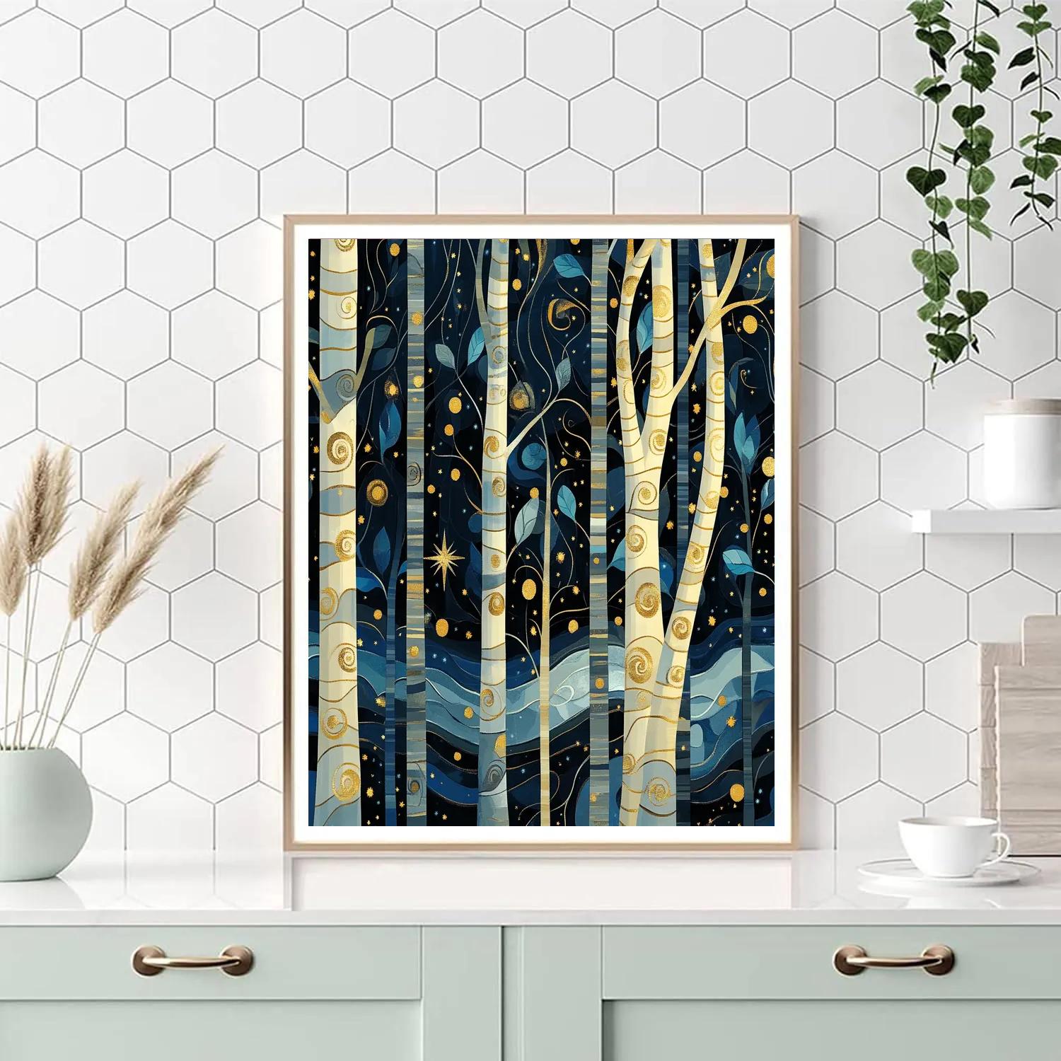 Gustav Klimt Inspired Ornamental Night Forest Paint by numbers kits
