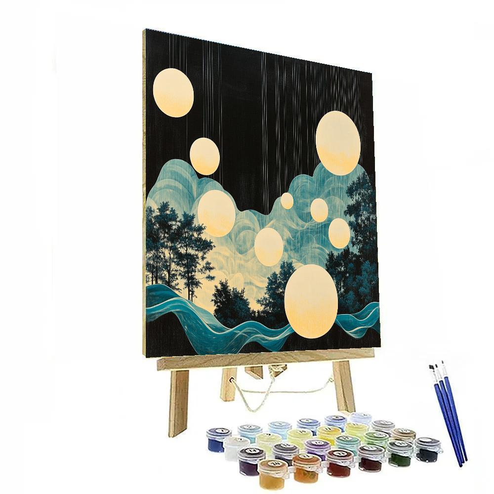 Yayoi Kusama Inspired Infinite Moon Garden Number painting