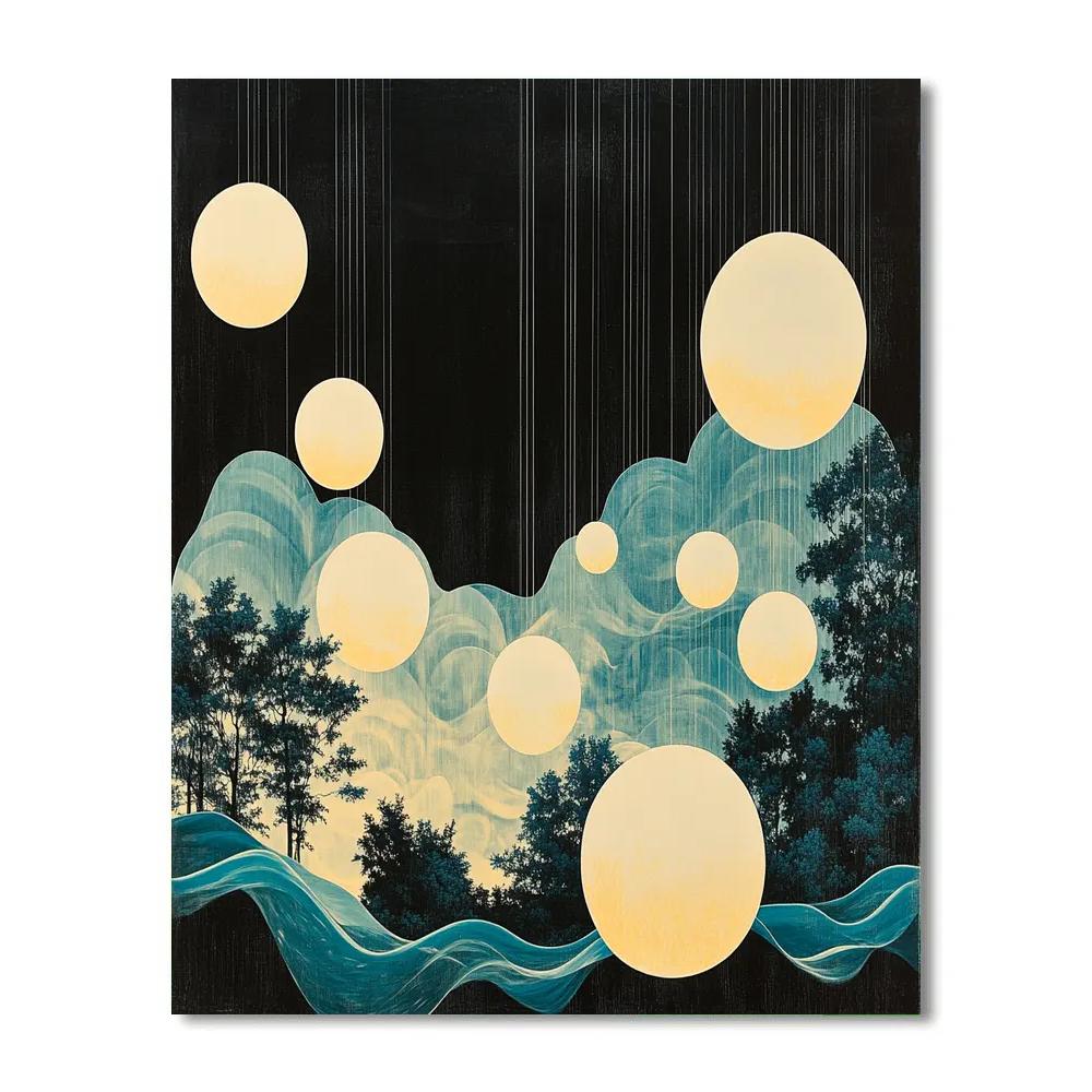 Yayoi Kusama Inspired Infinite Moon Garden Number painting