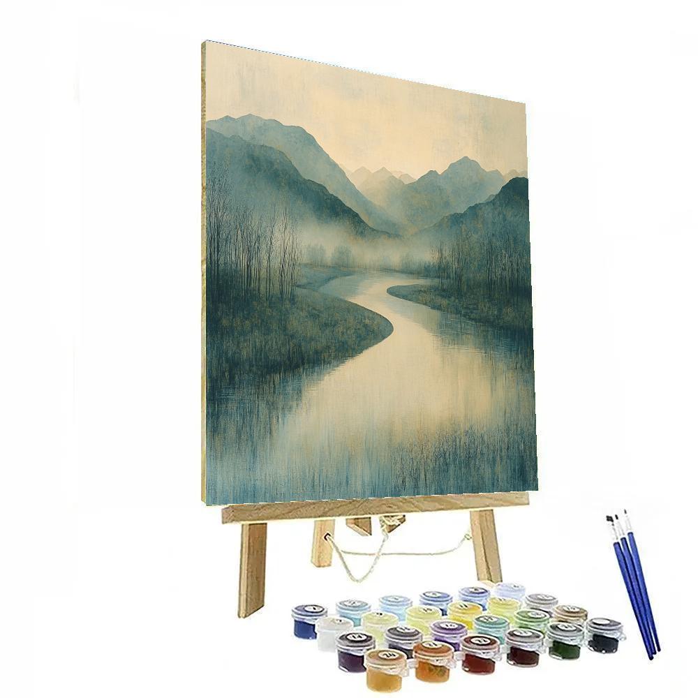 Zhao Mengfu Inspired Misty River Harmony DIY paint by numbers