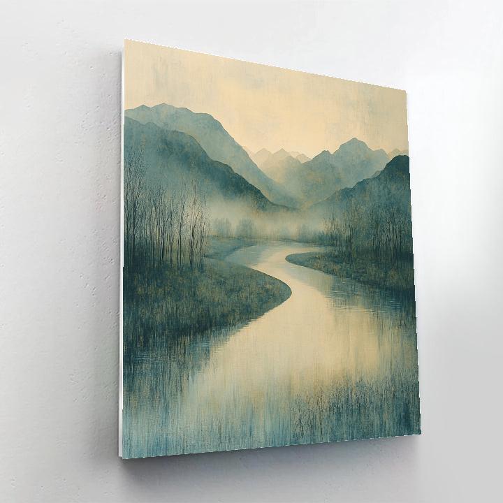 Zhao Mengfu Inspired Misty River Harmony DIY paint by numbers