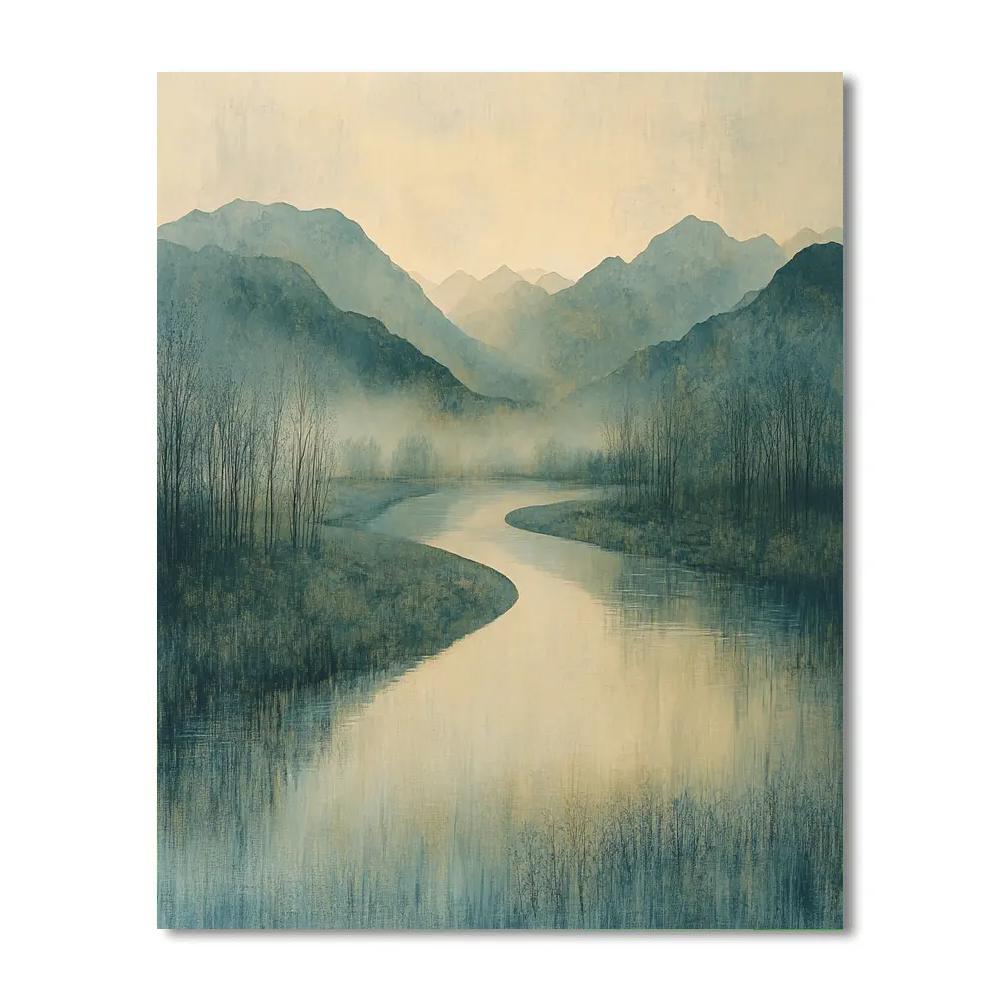 Zhao Mengfu Inspired Misty River Harmony DIY paint by numbers