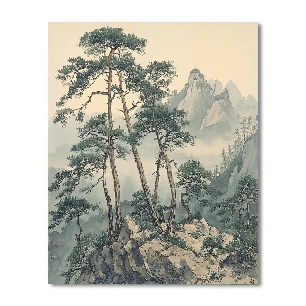 Zhao Mengfu Inspired Ancient Pine Grove Paint by numbers kits