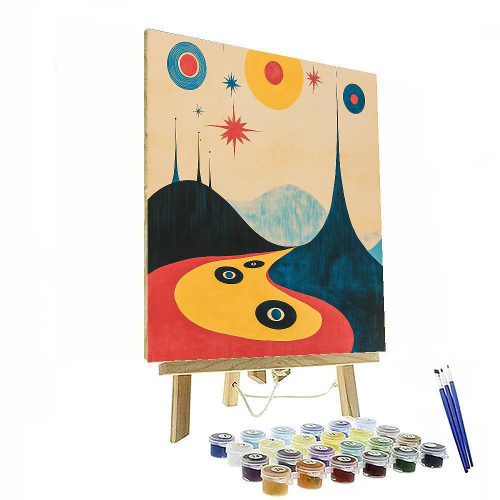 Joan Miro Inspired Dreamscape Of Abstract Symbols paint by number