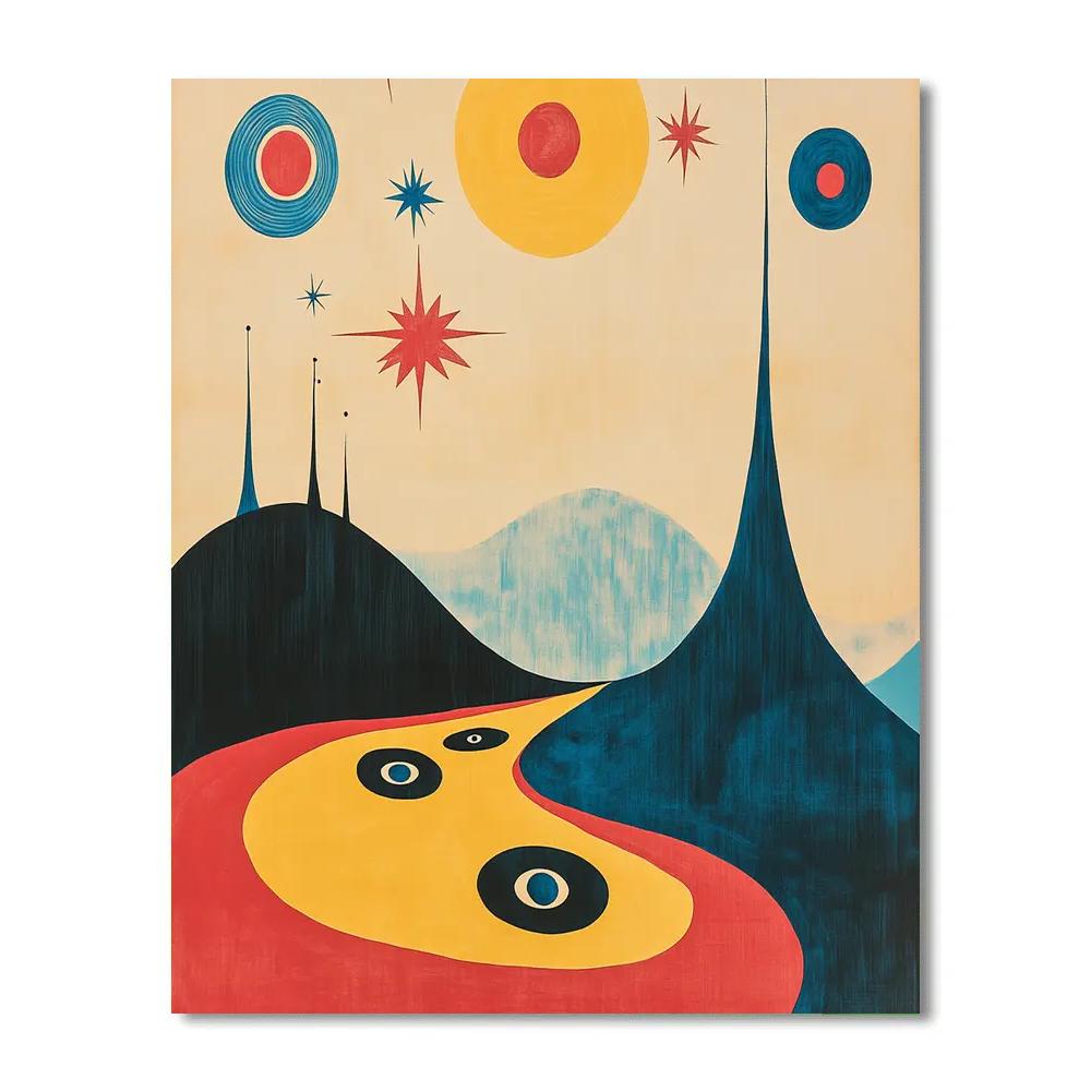 Joan Miro Inspired Dreamscape Of Abstract Symbols paint by number