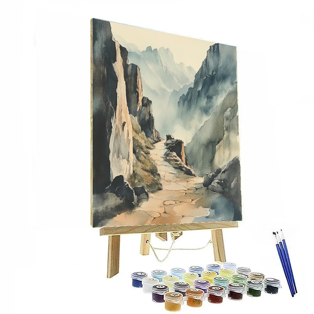 Zhao Mengfu Inspired Timeworn Mountain Pass Paint by numbers kits