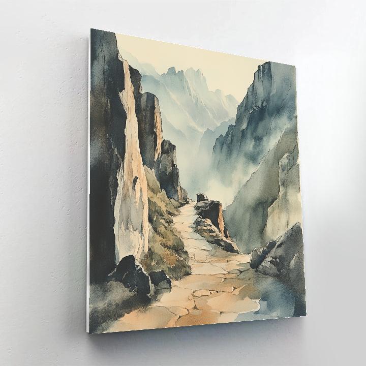 Zhao Mengfu Inspired Timeworn Mountain Pass Paint by numbers kits
