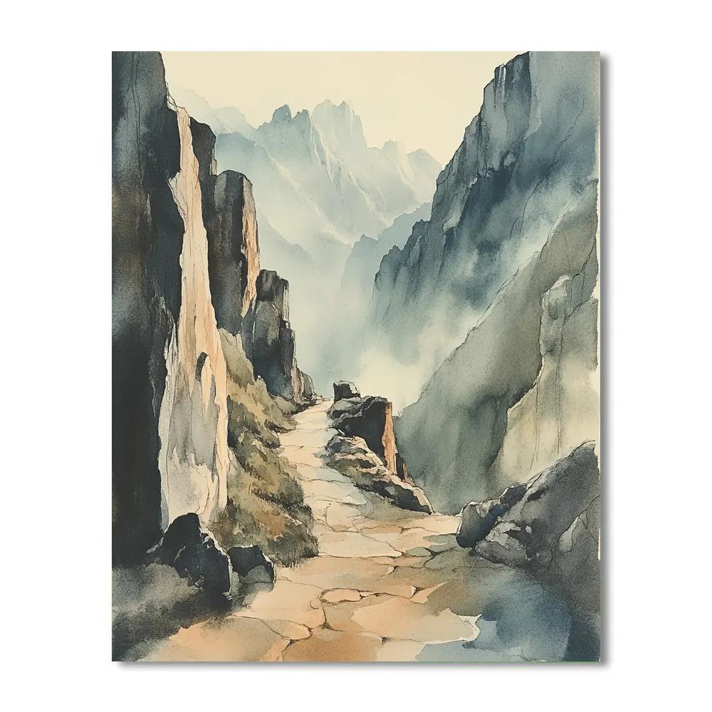 Zhao Mengfu Inspired Timeworn Mountain Pass Paint by numbers kits