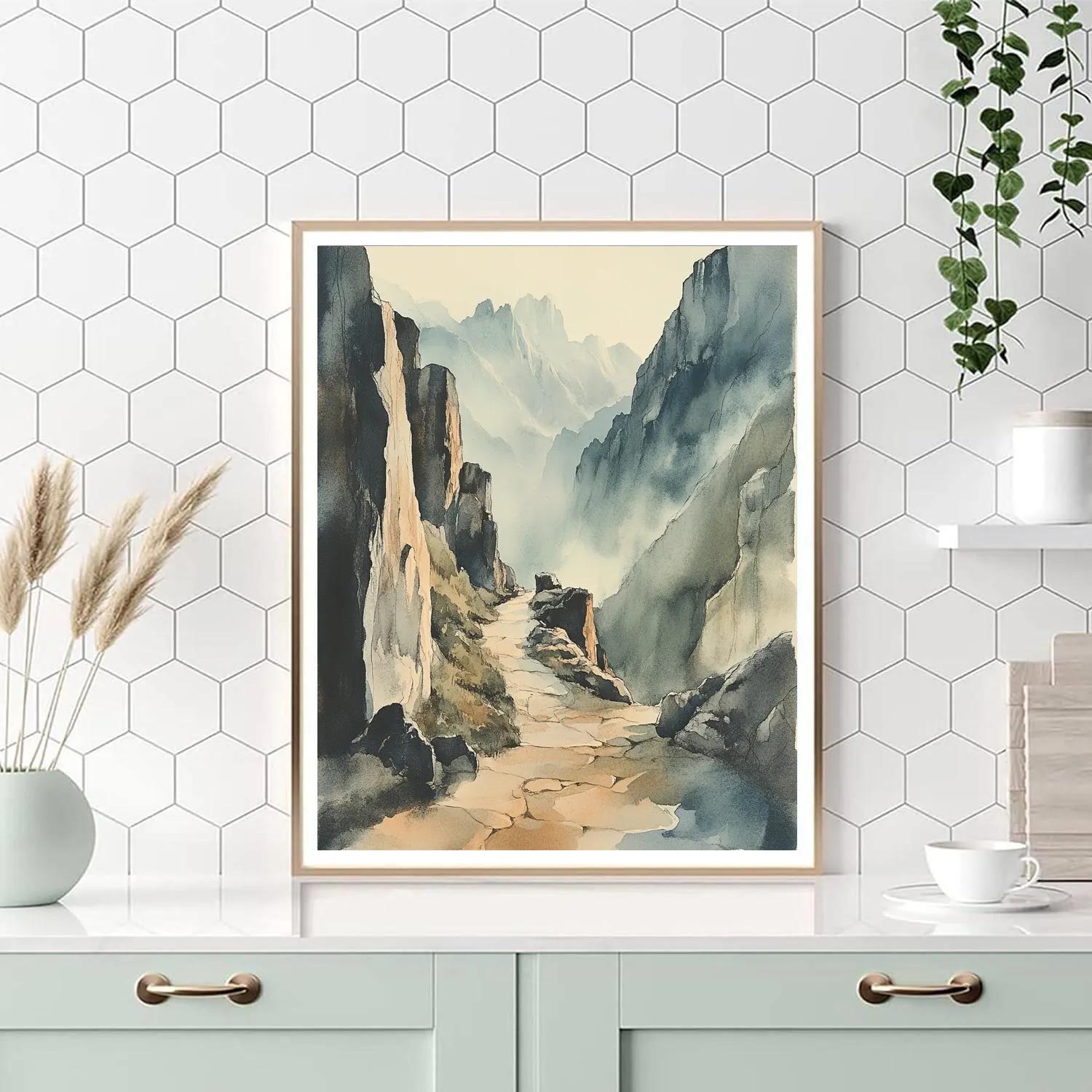 Zhao Mengfu Inspired Timeworn Mountain Pass Paint by numbers kits