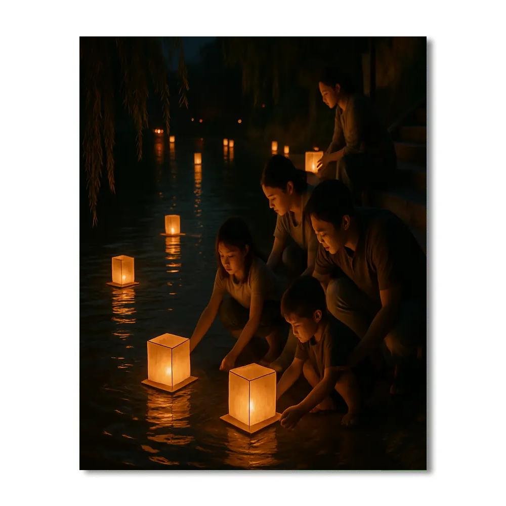 Chinese Lantern Floating painting number kit