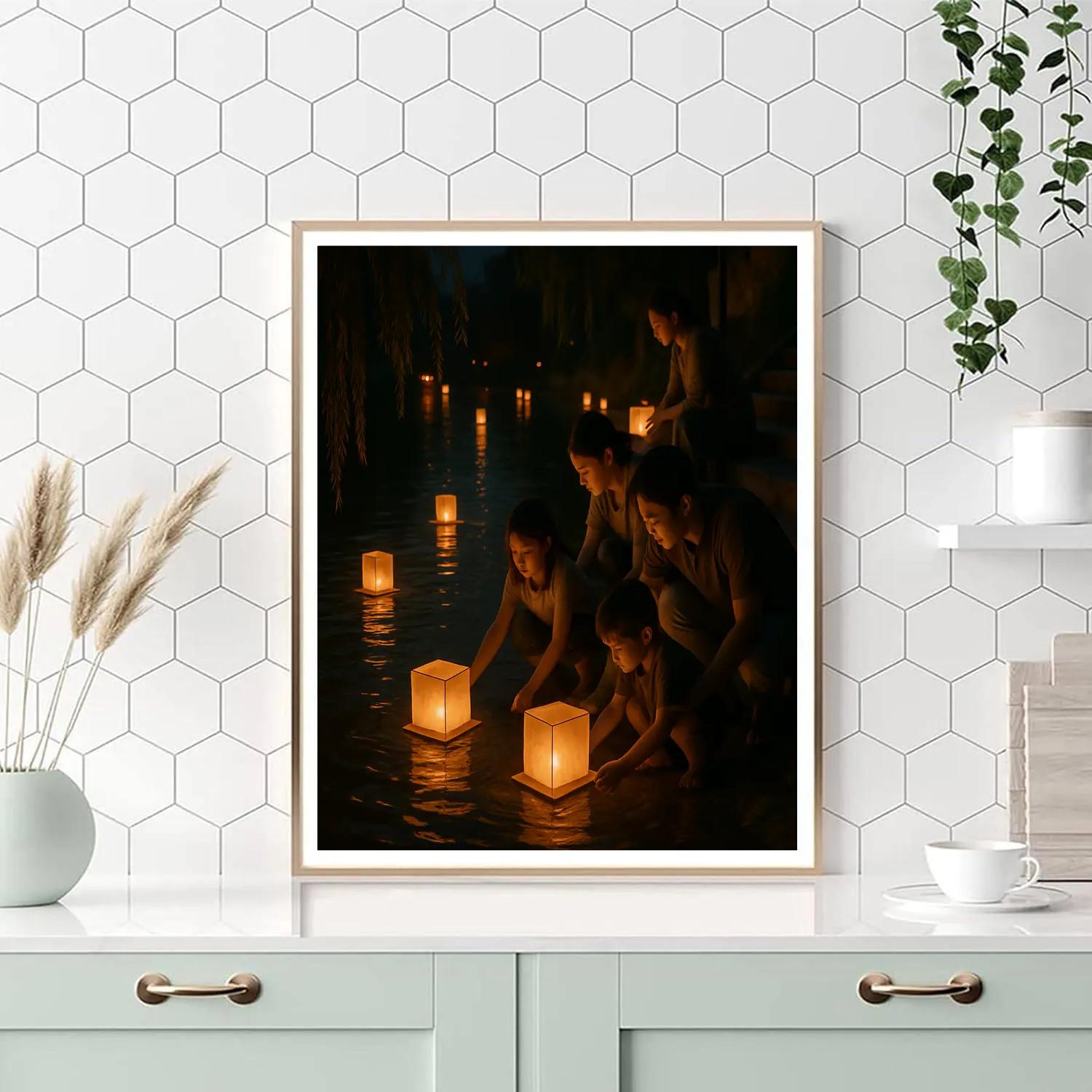 Chinese Lantern Floating painting number kit