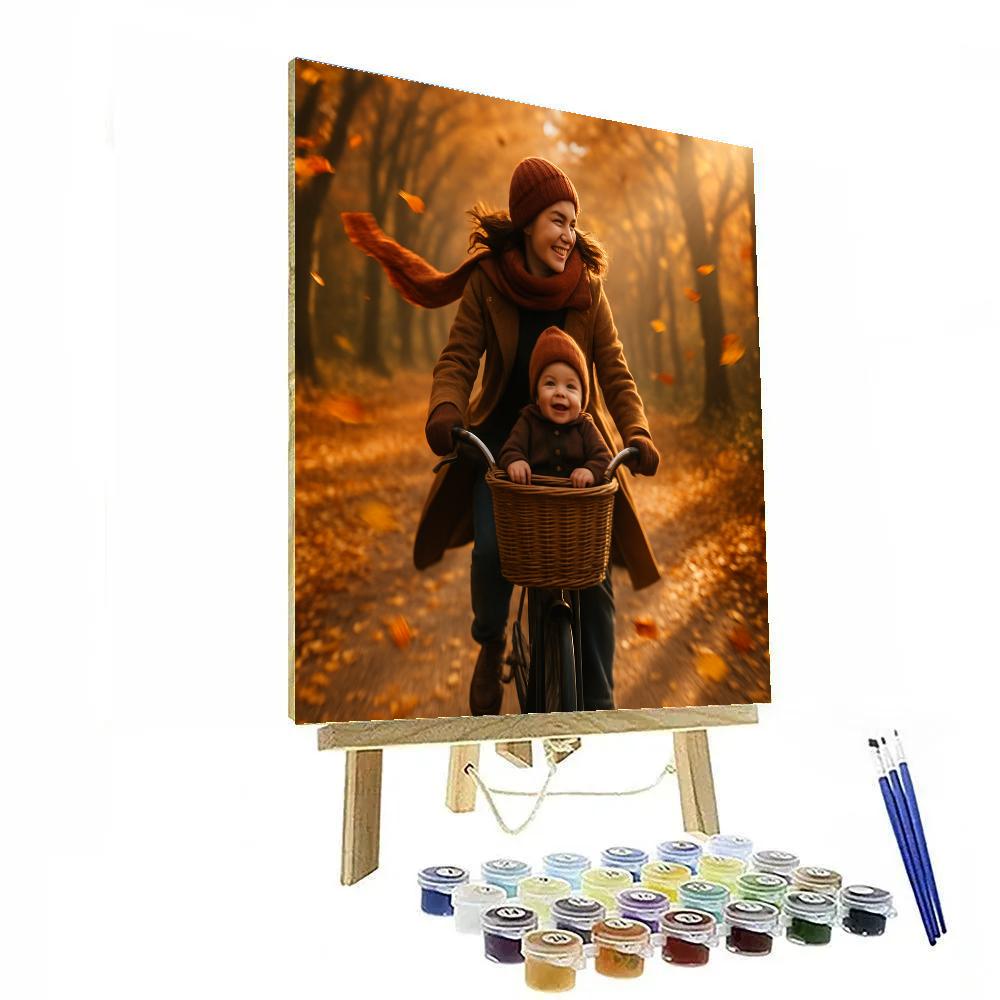 Bicycle Ride Through Autumn Lane Painting by numbers kit