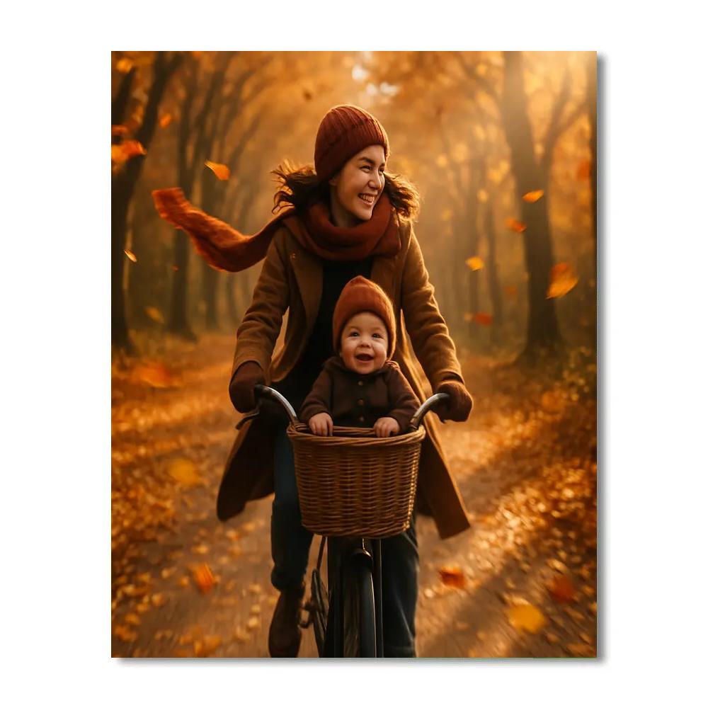 Bicycle Ride Through Autumn Lane Painting by numbers kit