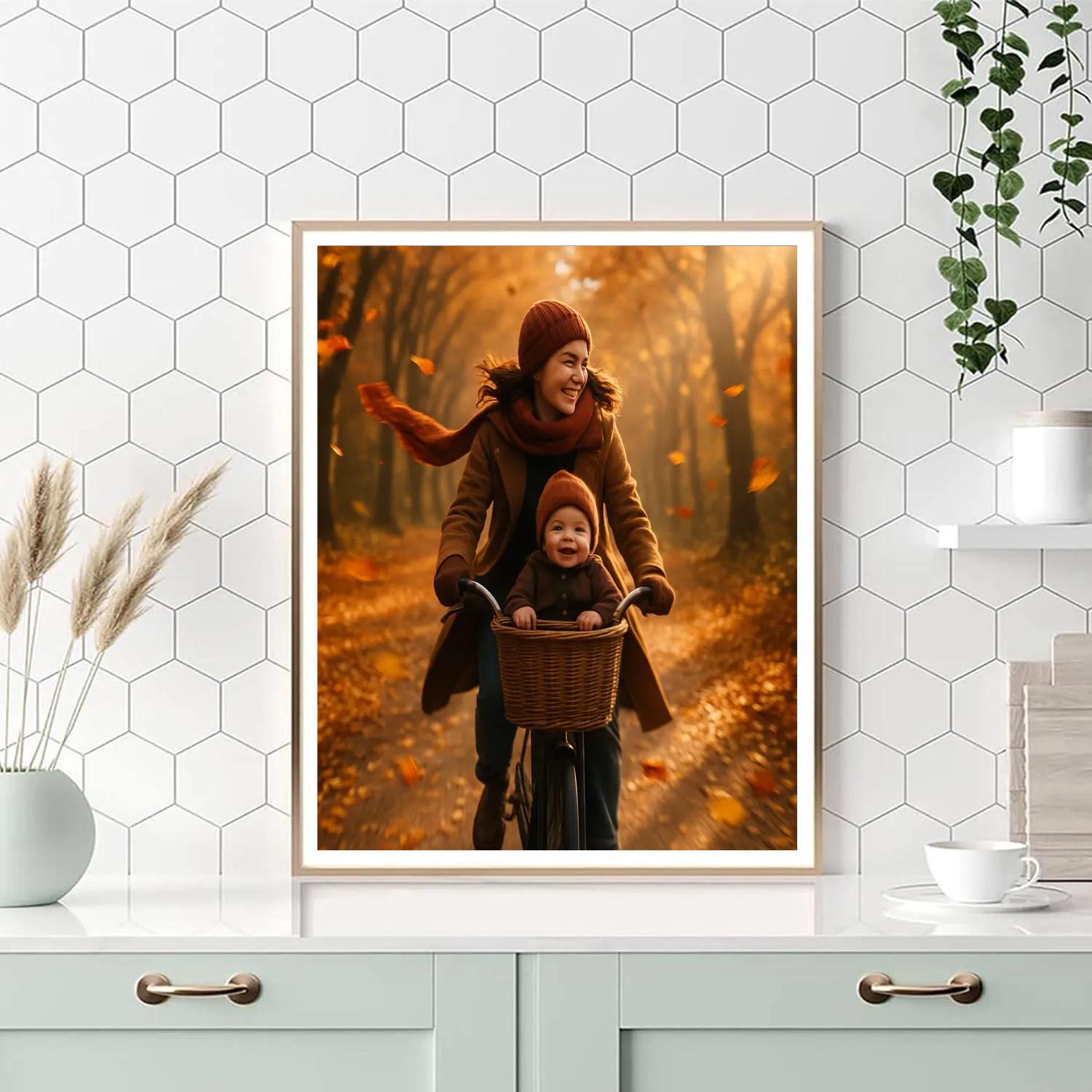 Bicycle Ride Through Autumn Lane Painting by numbers kit