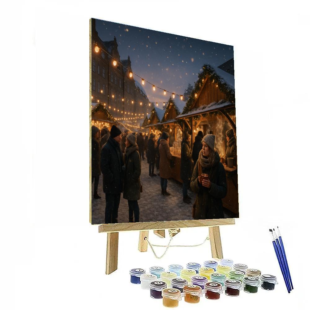 Christmas Market At Dusk Painting by numbers kit