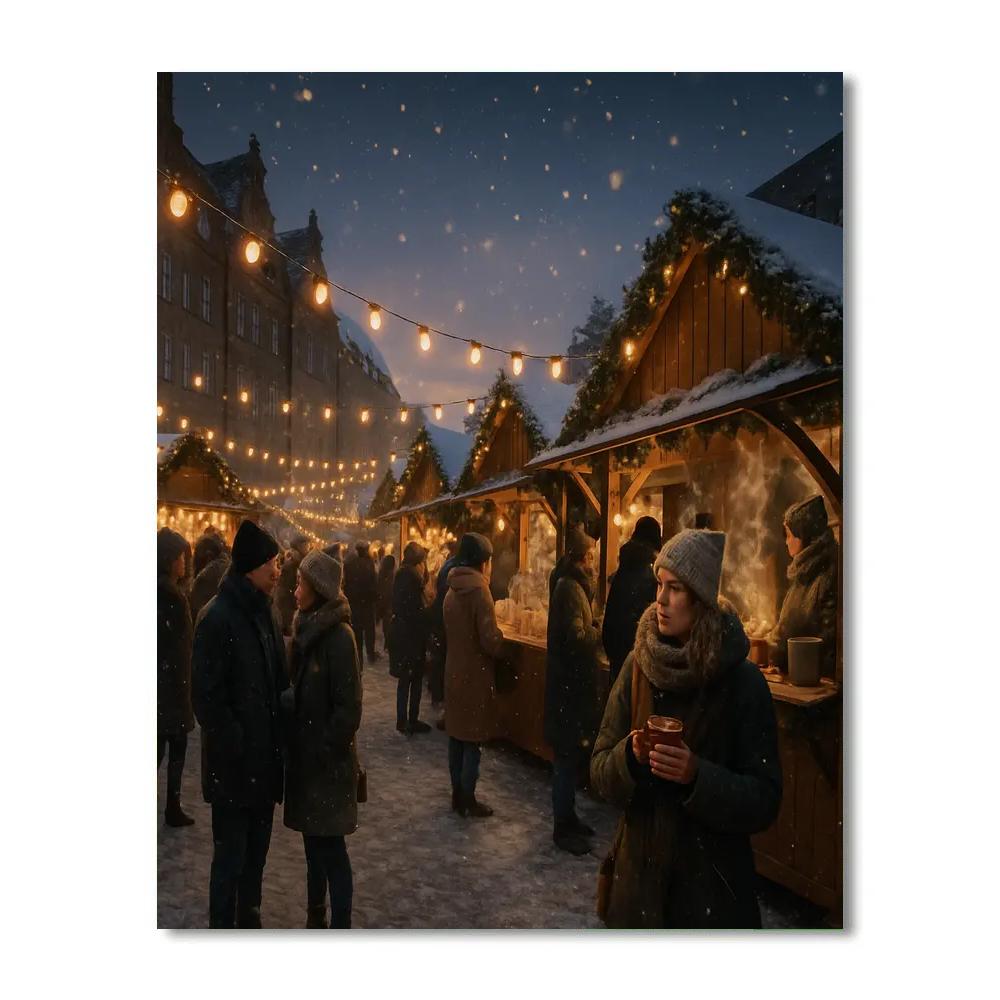 Christmas Market At Dusk Painting by numbers kit