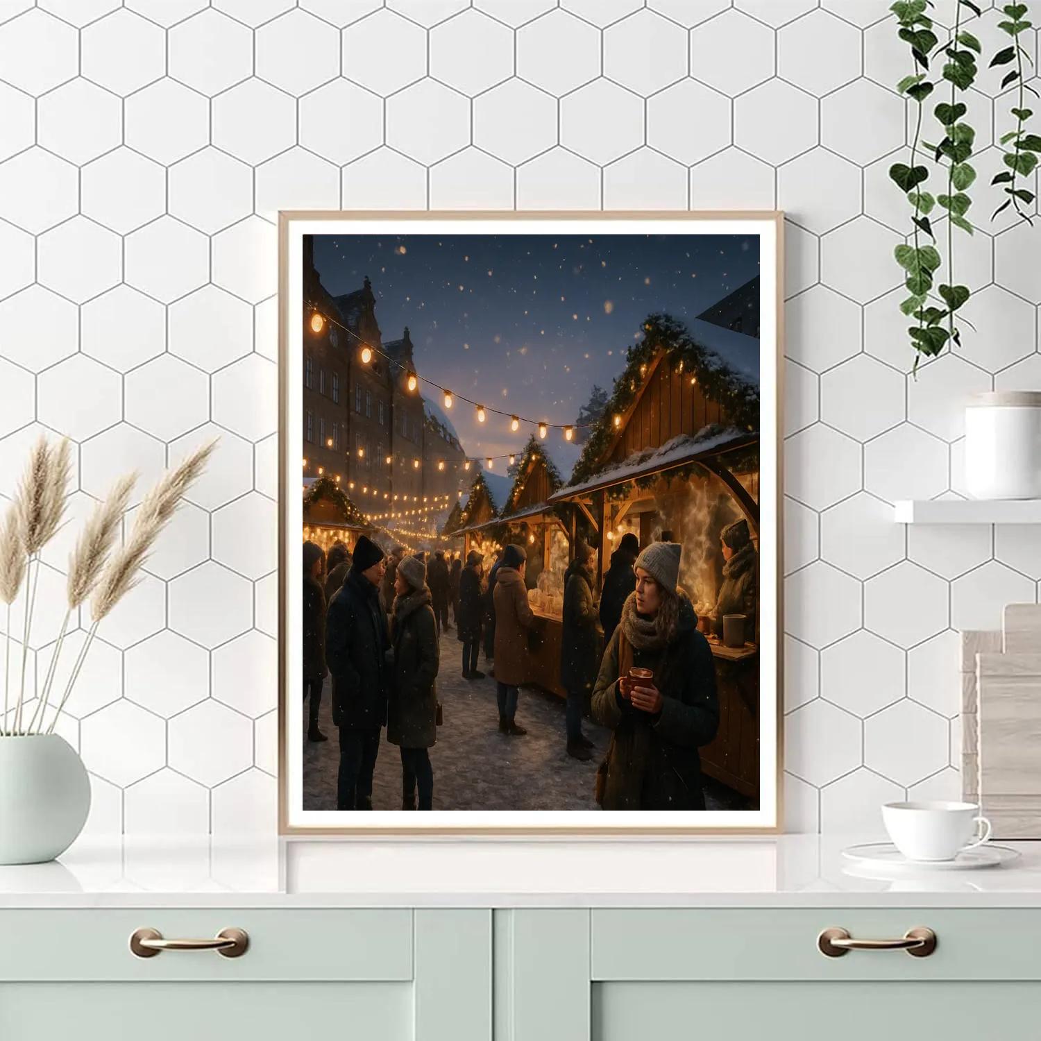 Christmas Market At Dusk Painting by numbers kit