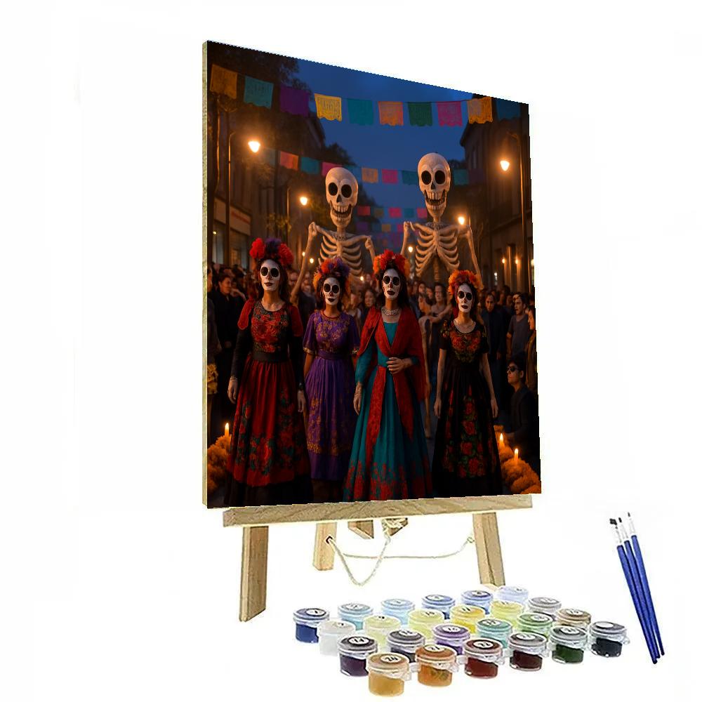 Dia De Los Muertos Parade Mexico City Numbered painting kits