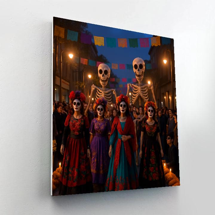 Dia De Los Muertos Parade Mexico City Numbered painting kits