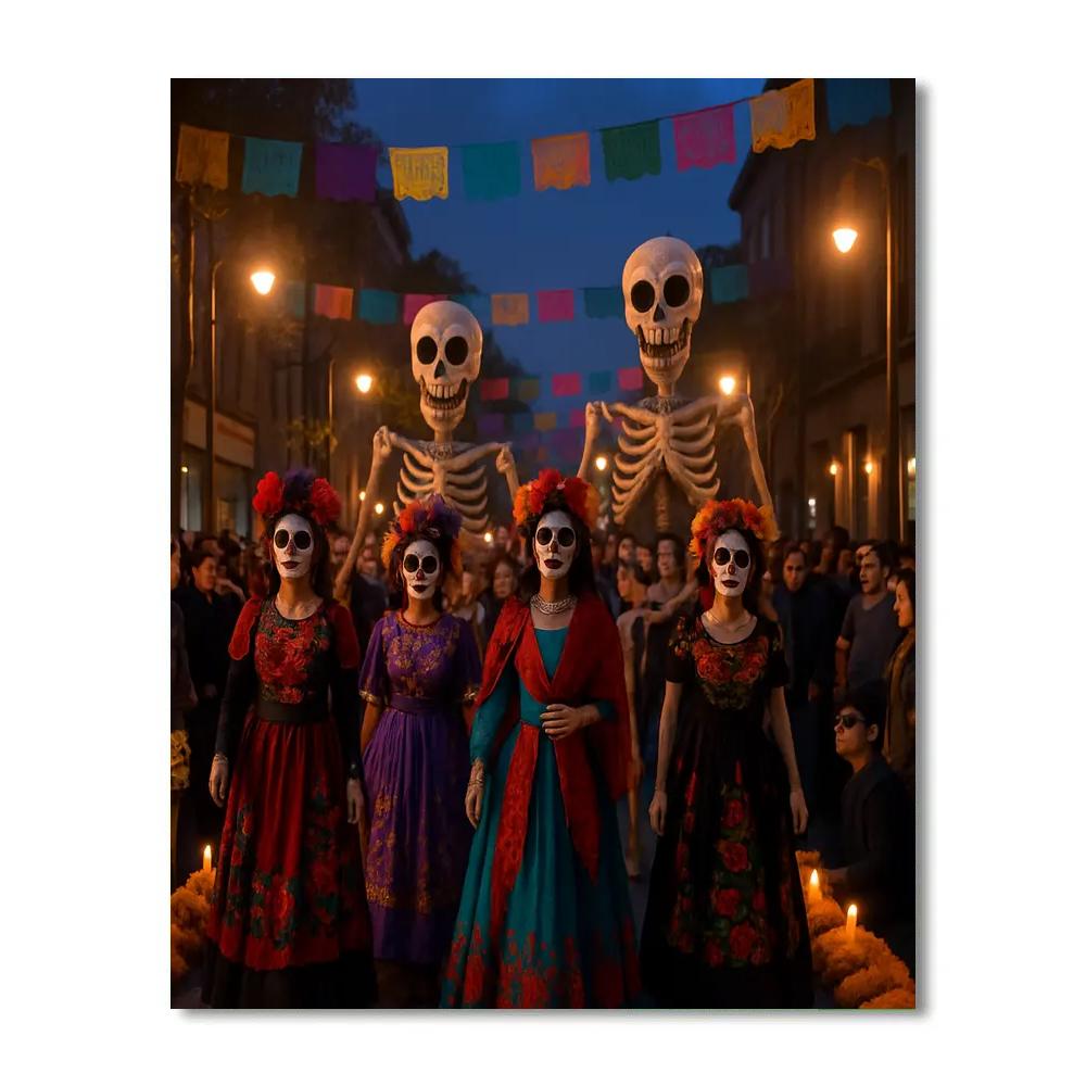 Dia De Los Muertos Parade Mexico City Numbered painting kits