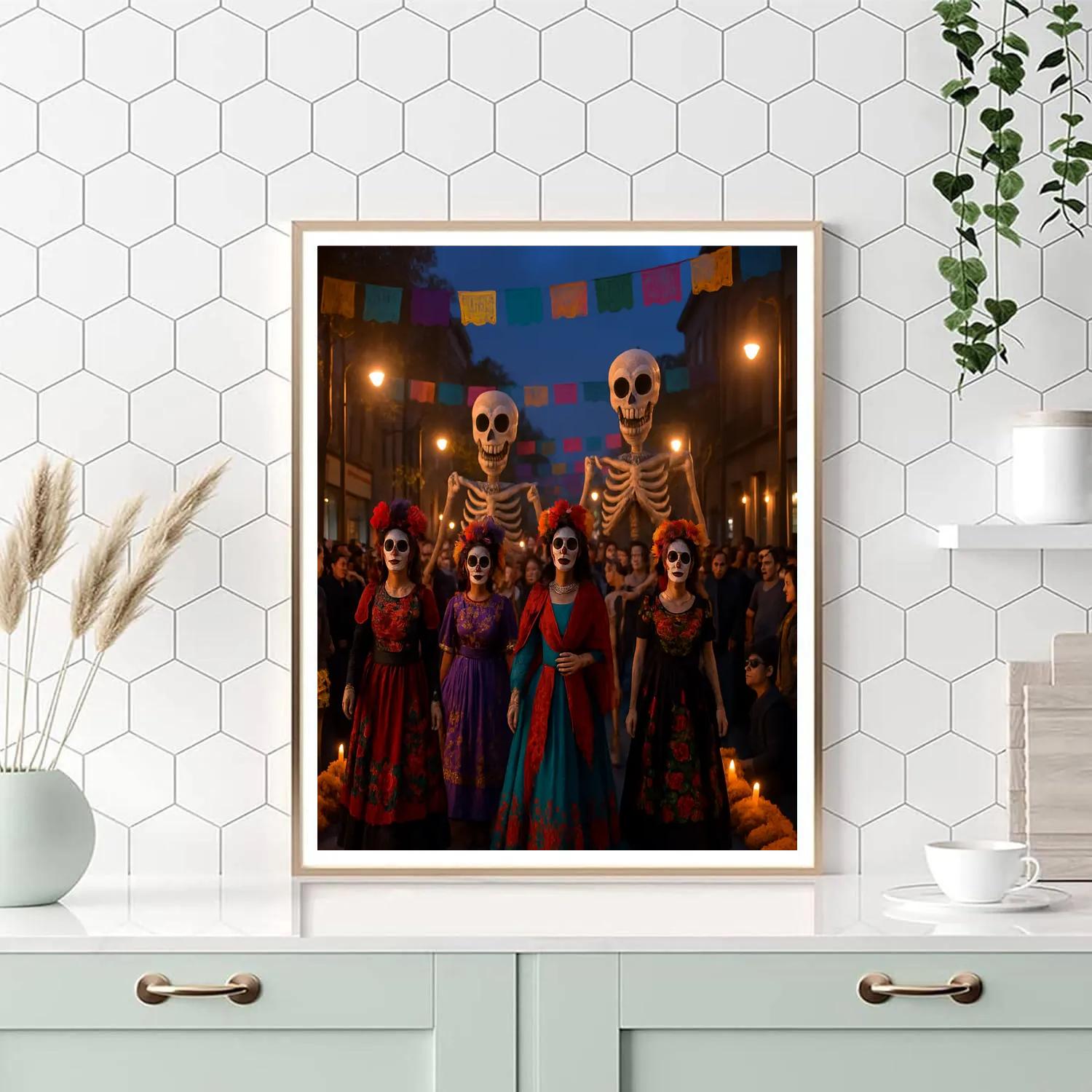 Dia De Los Muertos Parade Mexico City Numbered painting kits