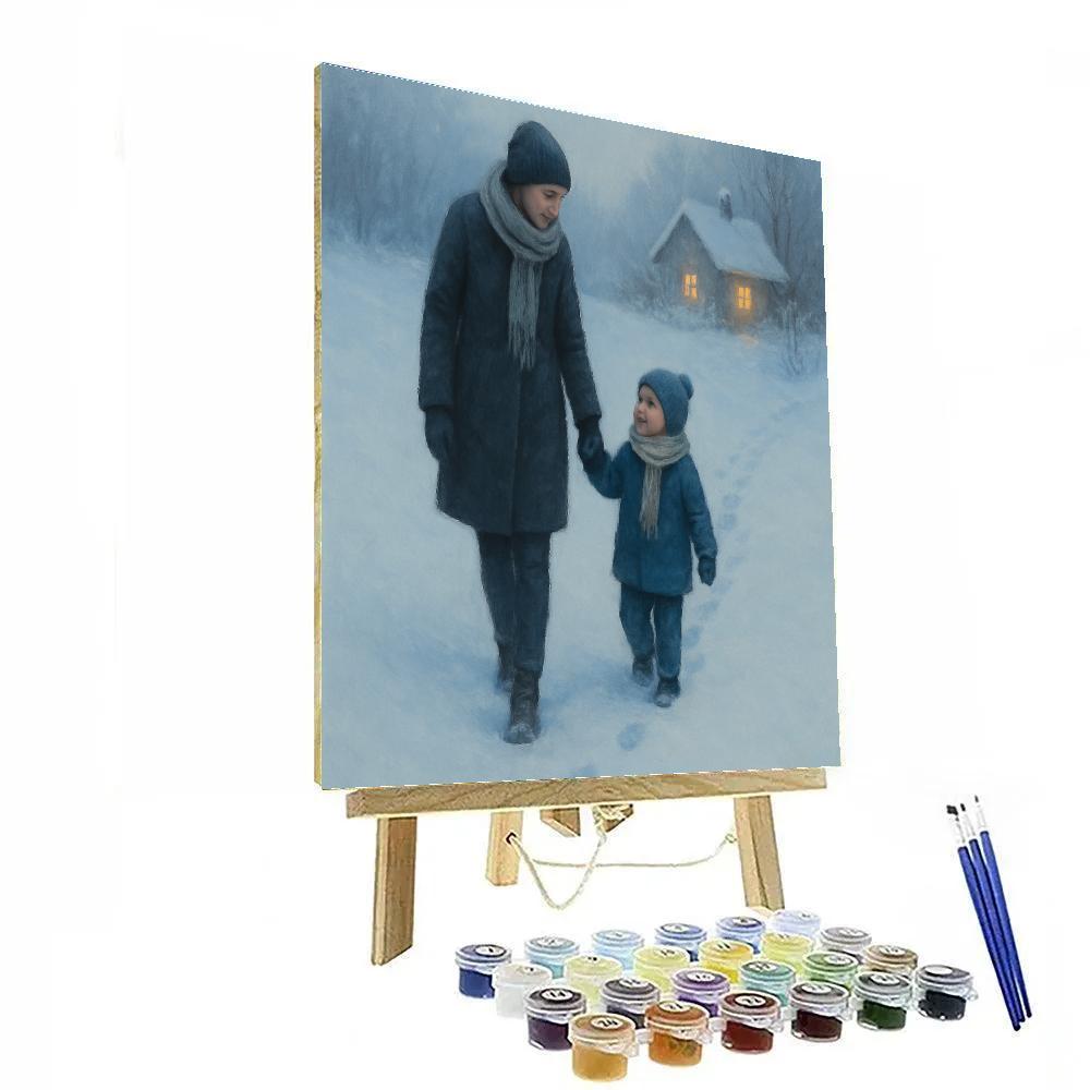 Footprints In Snow Together paint by color