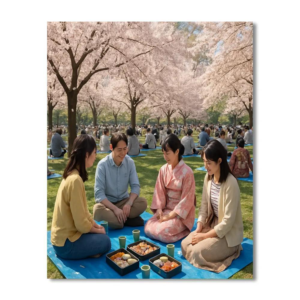 Hanami Cherry Blossom Festival Japan paint by numbers