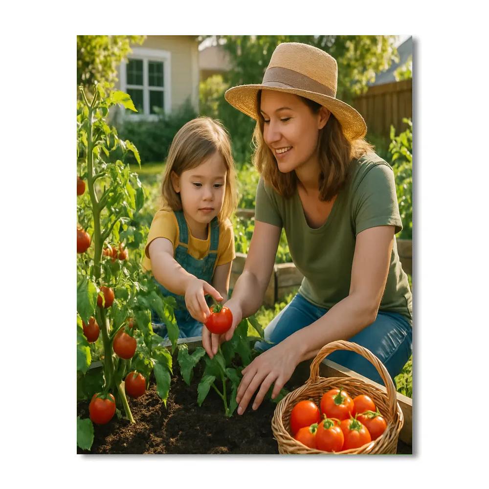 Backyard Vegetable Harvest Number painting