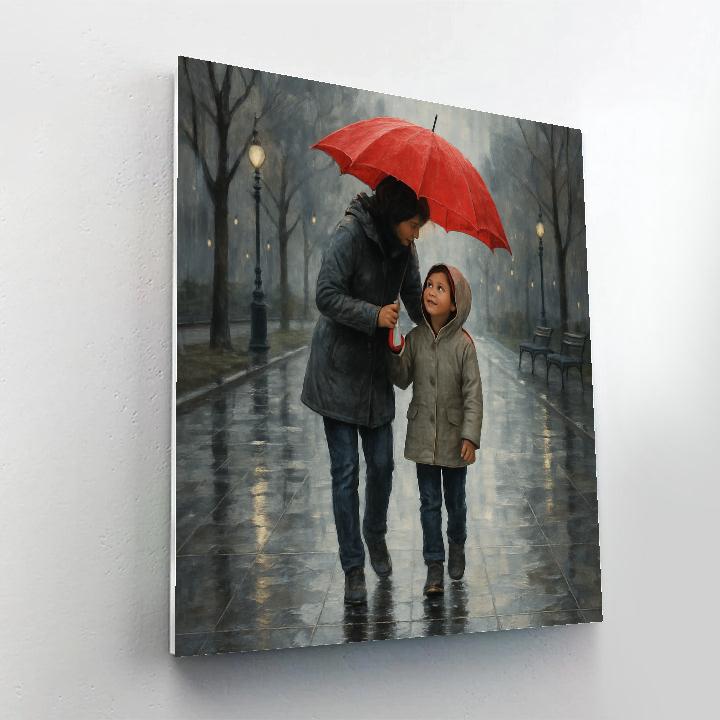 Rainy Day Shared Umbrella Paint by numbers kits