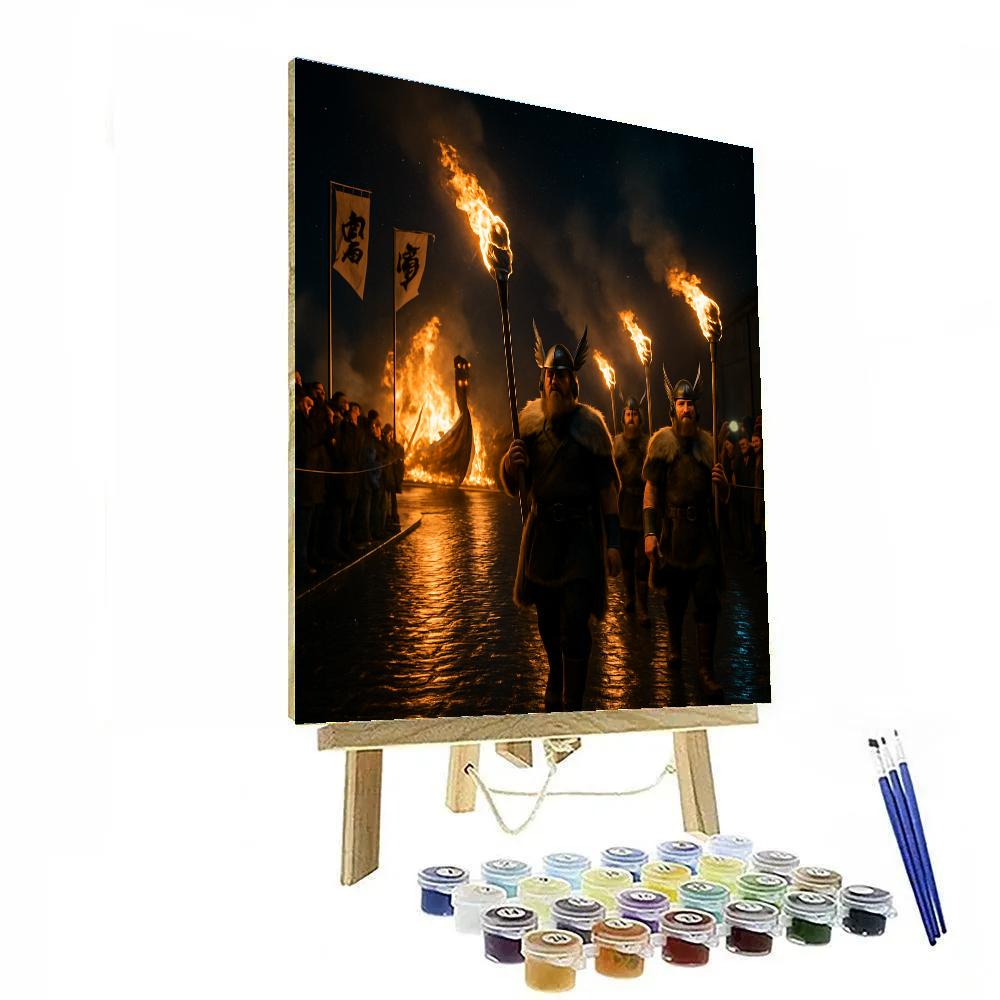 Midnight Bonfire At Up Helly Aa Shetland paint by number