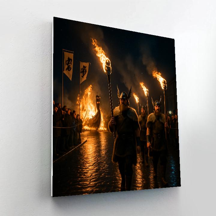 Midnight Bonfire At Up Helly Aa Shetland paint by number