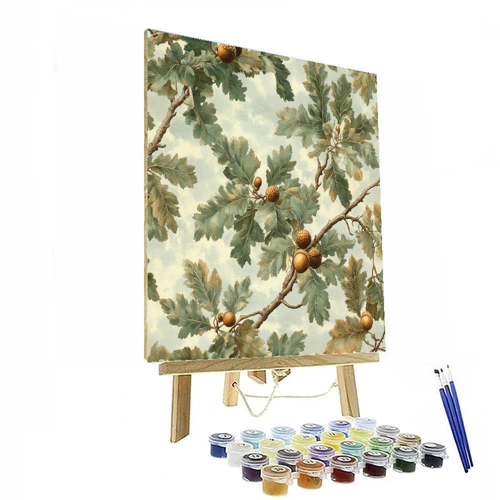 Leonardo Da Vinci Inspired Intertwined Oak Branches paint by number