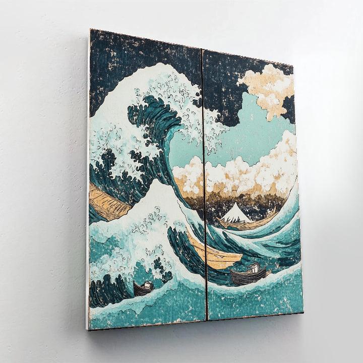 Hokusai Inspired Ocean Wave Storm Paint by numbers art