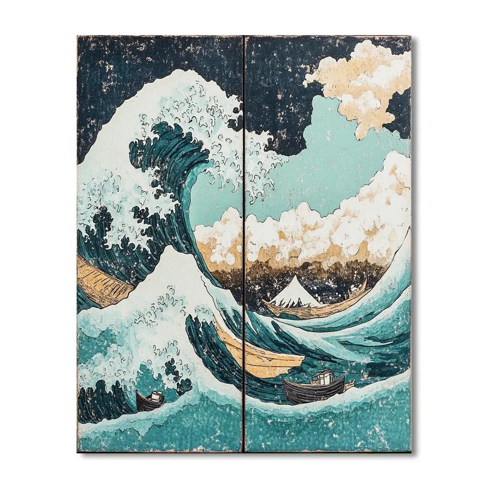 Hokusai Inspired Ocean Wave Storm Paint by numbers art